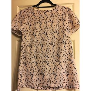 French Connection Blush & Navy Marble Print Blouse